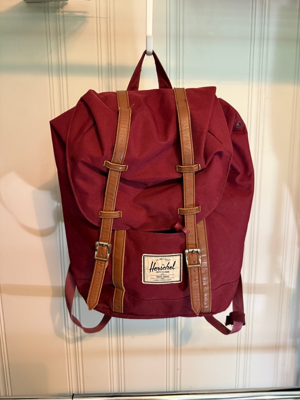 Herschel Supply Company Burgundy Backpack with Tan Straps